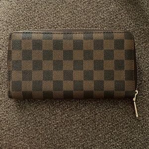 Brown Checkered Wallet